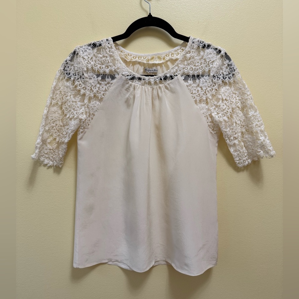 Madewell Silk &‎ Lace Blouse Ivory Size Small